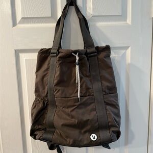 Vuori Brown Tote-Style Backpack with Black Straps